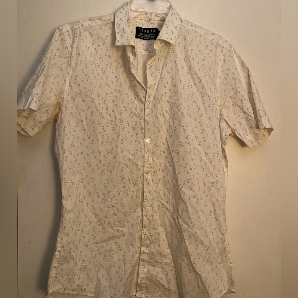 white patterned dress shirt